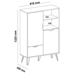 Adega Bar com Pés Metálicos Multimóveis CR50035 Carvalho/Grafite - 3