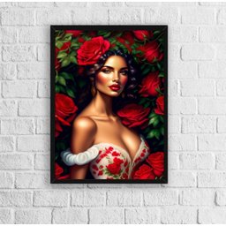 Quadro Decorativo Pombagira Rosa Vermelha 24x18cm:Madeira branca - 2