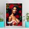 Quadro Decorativo Pombagira Rosa Vermelha 24x18cm:Madeira branca - 1