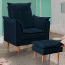 Ver imagem 2 de Poltrona Decorativa Sala de Estar Quarto Leitura Paris Suede:azul Marinho