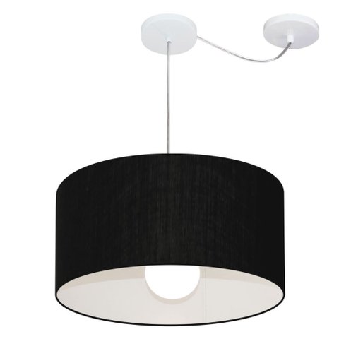 Lustre Pendente Cilíndrico Com Desvio de Centro Vivare Md-4228 Cúpula em Tecido 45x25cm - Bivolt - P