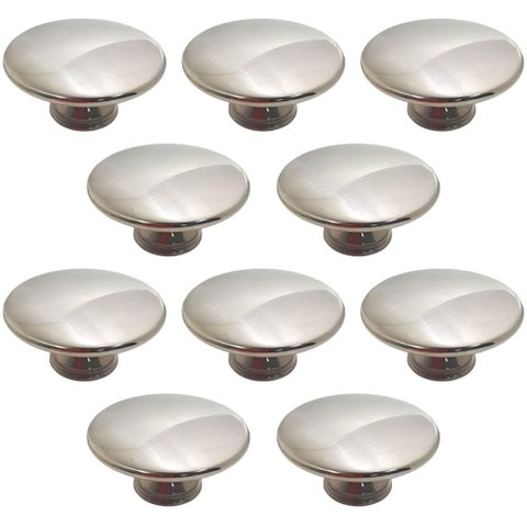 Kit 10 Puxadores 200 Tucson Ponto Níquel Escovado para Móveis Armários e Gavetas