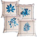 Ver imagem 1 de Kit 4 Capas Almofadas Linho Luxo Azul 45x45