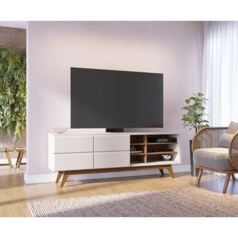 Rack para TV até 75 Polegadas com 2 Portas e Adega Retrô Multimóveis Crcol-RCK023 Off White/