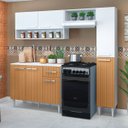 Ver imagem 1 de Cozinha Modulada Completa Madri 196 Cm Balcão Tampo Paneleiro Nicho Mdp Branco Canelado - Clicklar