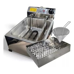 Fritadeira Elétrica Óleo 7lt + Escorredor + Coador - Inmetro:60hz/inox/110v - 2
