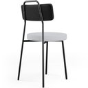 Ver mais imagens de Kit 06 Cadeiras Decorativa Estofada Sala Jantar Barcelona L02 Couríssimo Preto Linho Cinza - Lyam