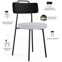 Ver imagem 4 de Kit 06 Cadeiras Decorativa Estofada Sala Jantar Barcelona L02 Couríssimo Preto Linho Cinza - Lyam