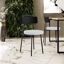 Ver imagem 2 de Kit 06 Cadeiras Decorativa Estofada Sala Jantar Barcelona L02 Couríssimo Preto Linho Cinza - Lyam