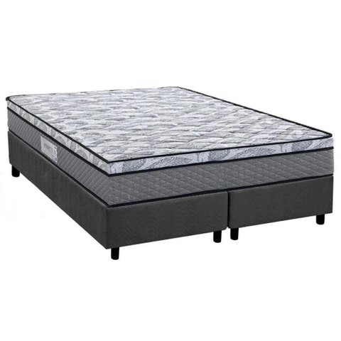 Conjunto Box Queen: Colchão Espuma Herval D60 - Ag65 Perpetual + Base Crc Suede Gray (158x198)