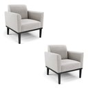 Ver imagem 2 de Kit 2 Poltronas Decorativas Isabella Pés Fixo em Madeira Preto Veludo Cinza G19 - Gran Belo