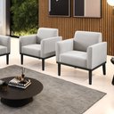 Ver imagem 1 de Kit 2 Poltronas Decorativas Isabella Pés Fixo em Madeira Preto Veludo Cinza G19 - Gran Belo
