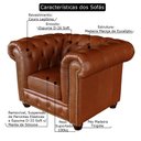 Ver imagem 2 de Conjunto de Sofá Chesterfield Couro Conhaque Brilho