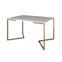 Ver imagem 5 de Mesa Jantar Industrial Branca 137x90cm Base V Dourada com 6 Poltronas Daw Madeira Preta Branco