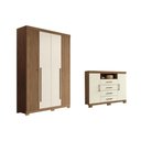 Ver imagem 1 de Guarda Roupa +cômoda 2 Peças Qc327 Jatoba/areia - Santos Andirá
