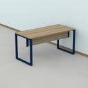 Ver imagem 5 de Escrivaninha Mesa Escritório X 150cm Industrial Noce Naturalle e Azul Delrei Marrom/Marromle
