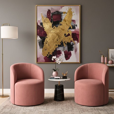 Kit 02 Poltronas Curva Orgânica Nature Gaia Suede Rosa - Montanaris Decor