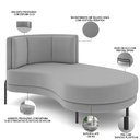 Ver imagem 3 de Sofá Chaise Longue Sala de Estar Living Lucca Direito D02 Veludo Cinza C-317 - Lyam Decor