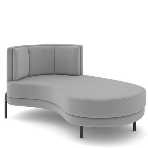 Sofá Chaise Longue Sala de Estar Living Lucca Direito D02 Veludo Cinza C-317 - Lyam Decor