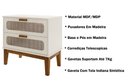Ver imagem 2 de 2 Mesa de Cabeceira para Quarto Estilo Retro Classico Pes de Madeira 2 Gavetas C/ Telinha 60cm Off