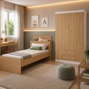 Ver imagem 3 de Jogo de Quarto com Cama Solteiro e Guarda-Roupa 4 Portas 2 Gavetas Lira Multimóveis MP4838 Branco/
