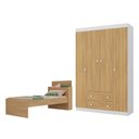 Ver imagem 1 de Jogo de Quarto com Cama Solteiro e Guarda-Roupa 4 Portas 2 Gavetas Lira Multimóveis MP4838 Branco/