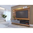 Ver imagem 2 de Estante Home Maceio 2mts para Tv até 65 Polegadas com Pés, Ripado Lateral e Led Colibri:freijo/cinza