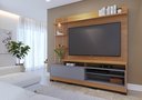 Ver imagem 2 de Estante Home Maceio 2mts para Tv até 65 Polegadas com Pés, Ripado Lateral e Led Colibri:freijo/cinza