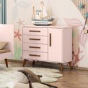 Ver imagem 1 de Conjunto Berço e Cômoda Sapateira Retrô 1 Porta 4 Gavetas Rosa