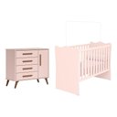 Ver imagem 4 de Conjunto Berço e Cômoda Sapateira Retrô 1 Porta 4 Gavetas Rosa