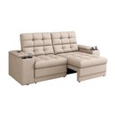 Ver imagem 3 de Sofá Confort Premium 1,70m Assento Retrátil/reclinável Porta Copos e Usb Suede Areia - Xflex