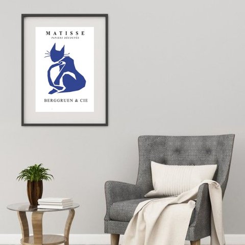 Quadro Matisse Gato - 60x48cm:moldura Preta