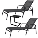 Ver imagem 1 de Kit 2 Espreguiçadeira Piscina em Alumínio e Tela Sling + Mesa Apoio Lateral em C