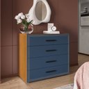 Ver imagem 1 de Cômoda Valência 4 Gavetas Freijó Azul Politorno Móveis