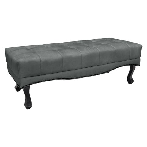 Calçadeira Recamier Queen 1,60m Vicenza Veludo - Pallazio - Cinza Chumbo