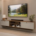 Ver imagem 1 de Rack Suspenso para Tv até 80 Polegadas 218 Cm 2 Portas Rustic/crema Vik Madesa