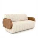 Ver imagem 2 de Sofá Decorativo Living Sala de Estar Bornéu 168cm Pés de Madeira Pu/linho Caramelo/off White G33 - G