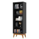 Ver imagem 4 de Estante Livreiro 4 Prateleiras com Pés em Mdf Versales - Preto e Cedro