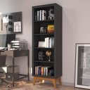Ver imagem 1 de Estante Livreiro 4 Prateleiras com Pés em Mdf Versales - Preto e Cedro
