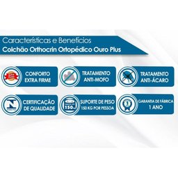 Colchão Casal Orthocrin Orthoclínico Ouro Plus Eurotop Pró Saúde 138x188x26 - - 4