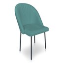 Ver imagem 3 de Kit 4 Cadeiras Poltrona de Jantar Ariel Suede Azul Turquesa Pés de Ferro Preto - Pallazio