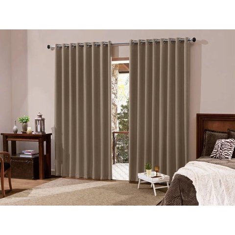 Cortina Blackout Tecido Quarto Casal Sala 3,00x2,30 M - Bege Escuro