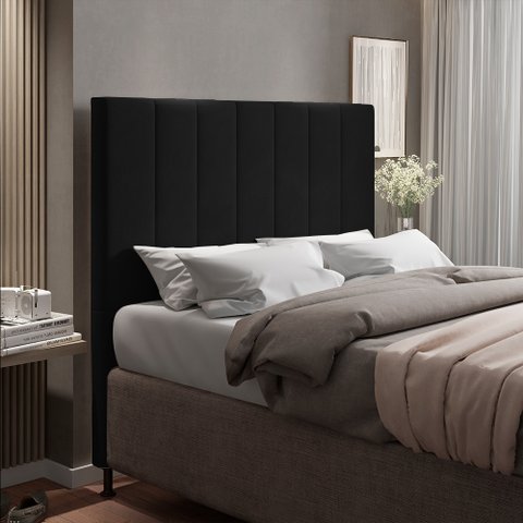 Cabeceira Casal Queen Cama Box 160cm para Quarto Malibu Suede Preto M11 - D’Rossi