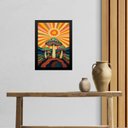 Ver imagem 2 de Quadro Boho Hippy Mushroom Sunrise 45x34cm - com Vidro:moldura Preta