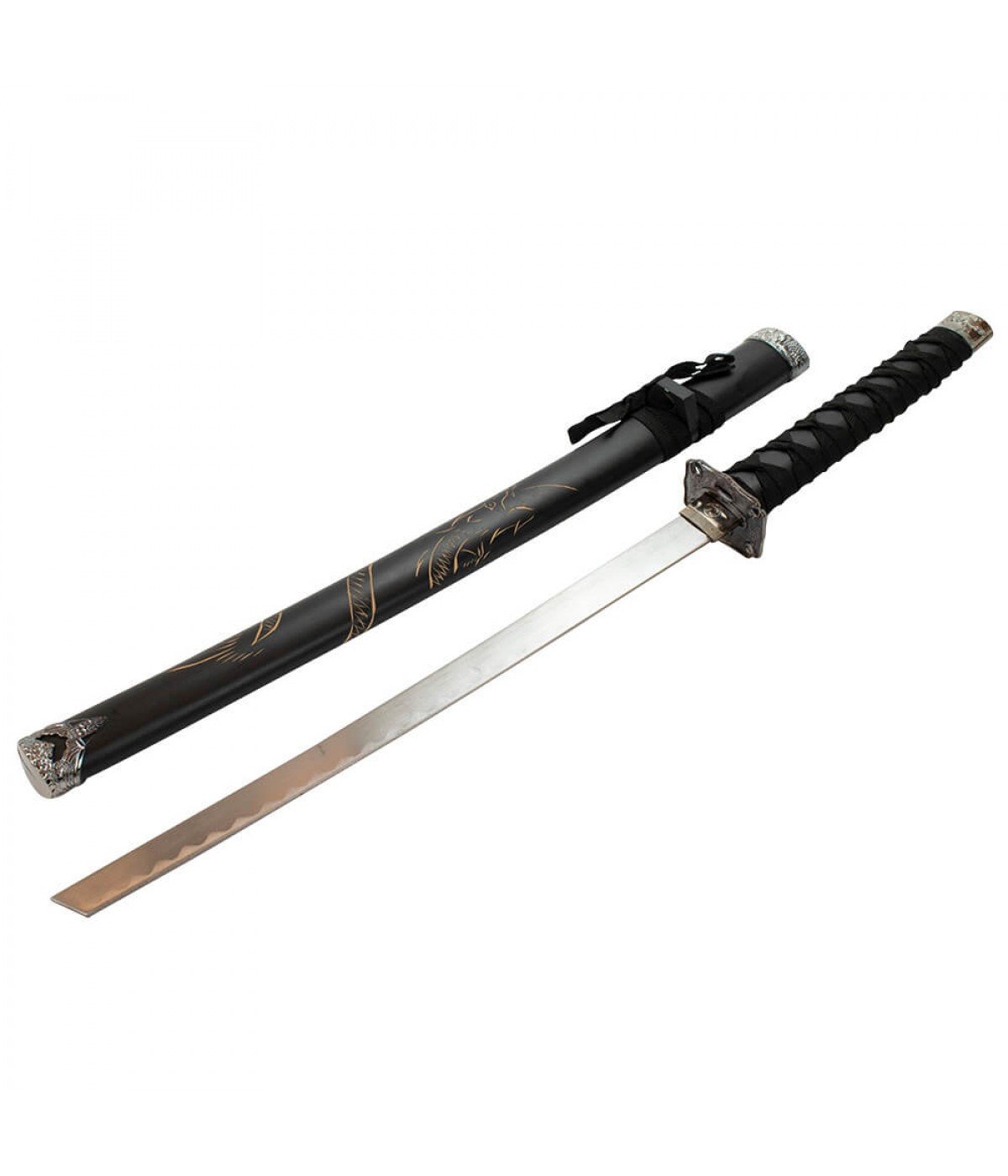 Jg 3 Espadas Decorativa Preta Japonesa Katana 100cm 79cm 54cm - 4