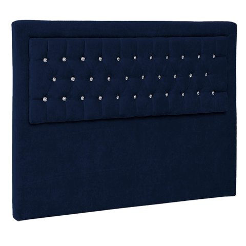 Cabeceira Casal Iasi P04 140 cm Suede - Doce Sonho Móveis - Azul Marinho TCA 948