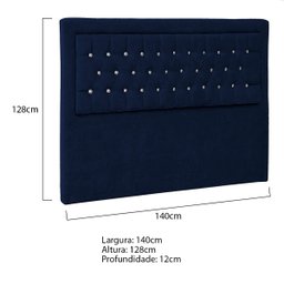 Cabeceira Casal Iasi P04 140 cm Suede - Doce Sonho Móveis - Azul Marinho TCA 948 - 3