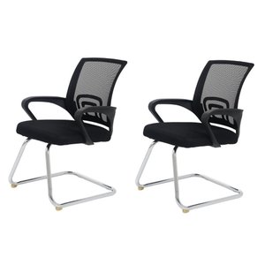 Kit 2 Cadeiras para Escritório Simples Mesh com Base Fixa Detroit Pretas