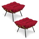 Ver imagem 1 de Kit 2 Puffs Costela Suede Vermelho Base Metálica - Pallazio