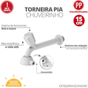 Ver imagem 2 de 6 Unidades Torneira para Pia com Chuveirinho Tam. 15cm 1/2'' Cor Branco Durín
